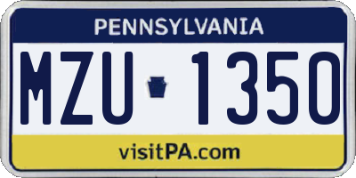 PA license plate MZU1350