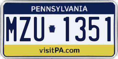 PA license plate MZU1351