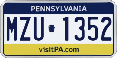PA license plate MZU1352