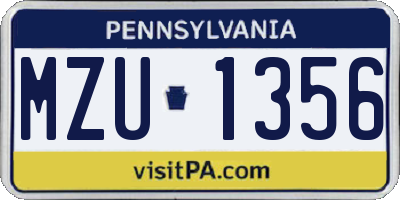 PA license plate MZU1356
