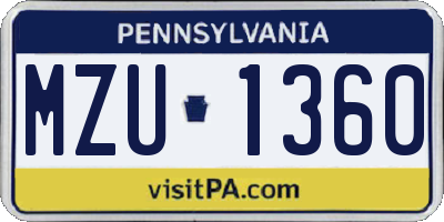 PA license plate MZU1360