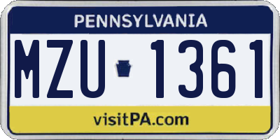PA license plate MZU1361