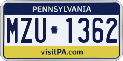PA license plate MZU1362