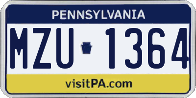 PA license plate MZU1364