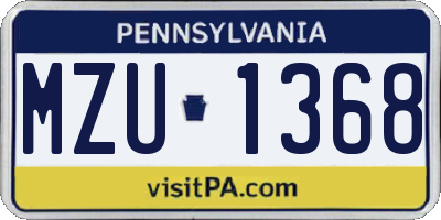 PA license plate MZU1368