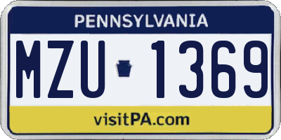 PA license plate MZU1369