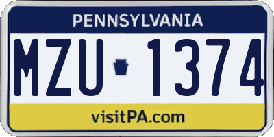 PA license plate MZU1374