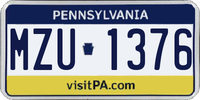PA license plate MZU1376