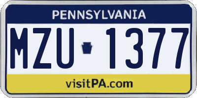 PA license plate MZU1377