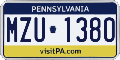 PA license plate MZU1380