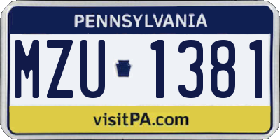 PA license plate MZU1381