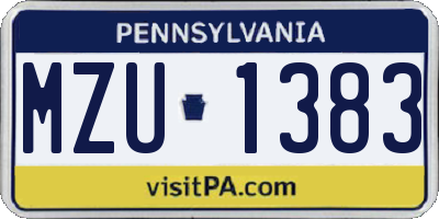 PA license plate MZU1383