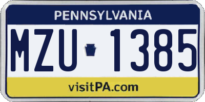 PA license plate MZU1385