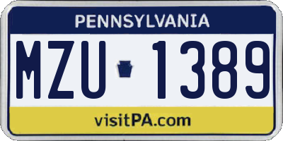 PA license plate MZU1389