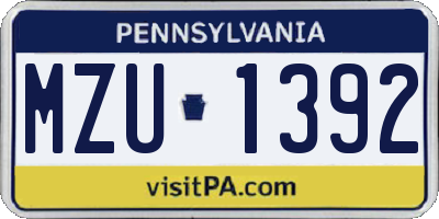 PA license plate MZU1392