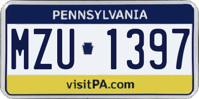 PA license plate MZU1397