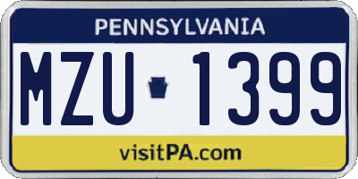 PA license plate MZU1399