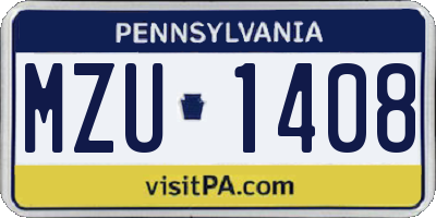 PA license plate MZU1408