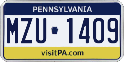 PA license plate MZU1409