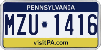 PA license plate MZU1416