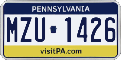 PA license plate MZU1426