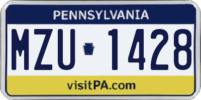 PA license plate MZU1428