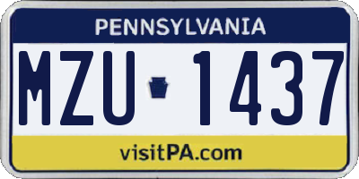 PA license plate MZU1437
