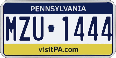 PA license plate MZU1444