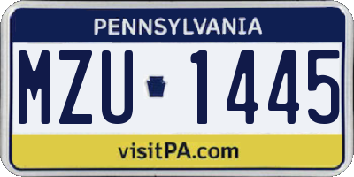 PA license plate MZU1445