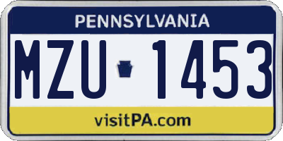 PA license plate MZU1453