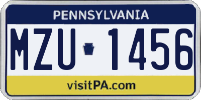 PA license plate MZU1456
