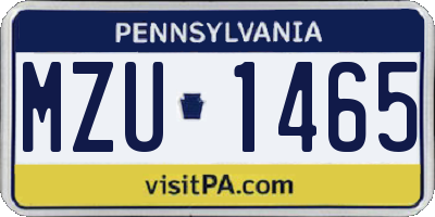 PA license plate MZU1465