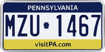 PA license plate MZU1467