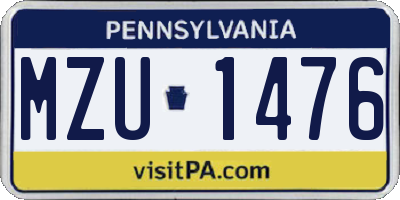 PA license plate MZU1476