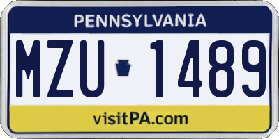 PA license plate MZU1489