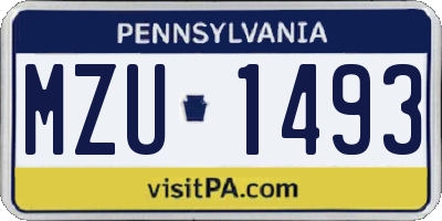 PA license plate MZU1493