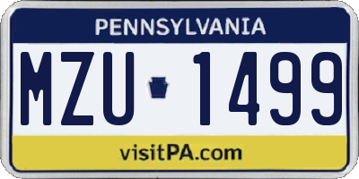 PA license plate MZU1499