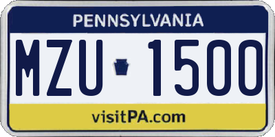 PA license plate MZU1500