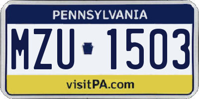 PA license plate MZU1503