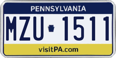 PA license plate MZU1511