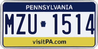 PA license plate MZU1514