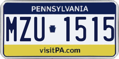 PA license plate MZU1515