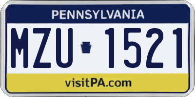 PA license plate MZU1521