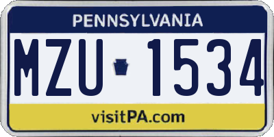 PA license plate MZU1534