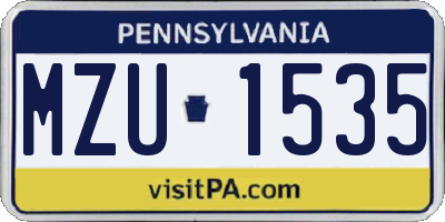 PA license plate MZU1535