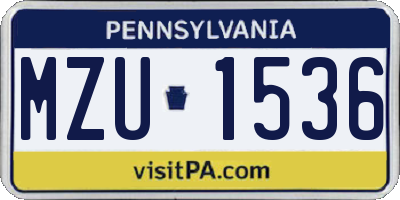 PA license plate MZU1536