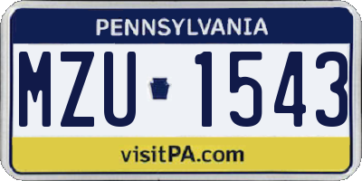 PA license plate MZU1543