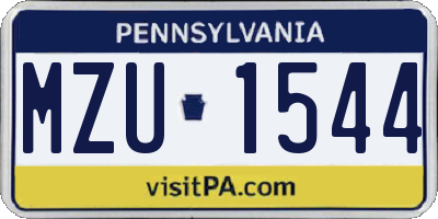 PA license plate MZU1544