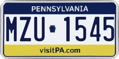 PA license plate MZU1545