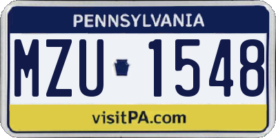 PA license plate MZU1548